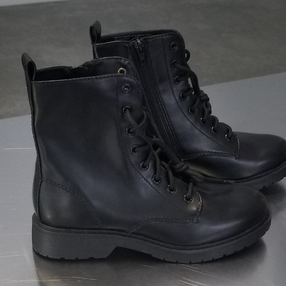 Brand New. Size 8 Combat Style Black Lace Up Boots By Time And Tru